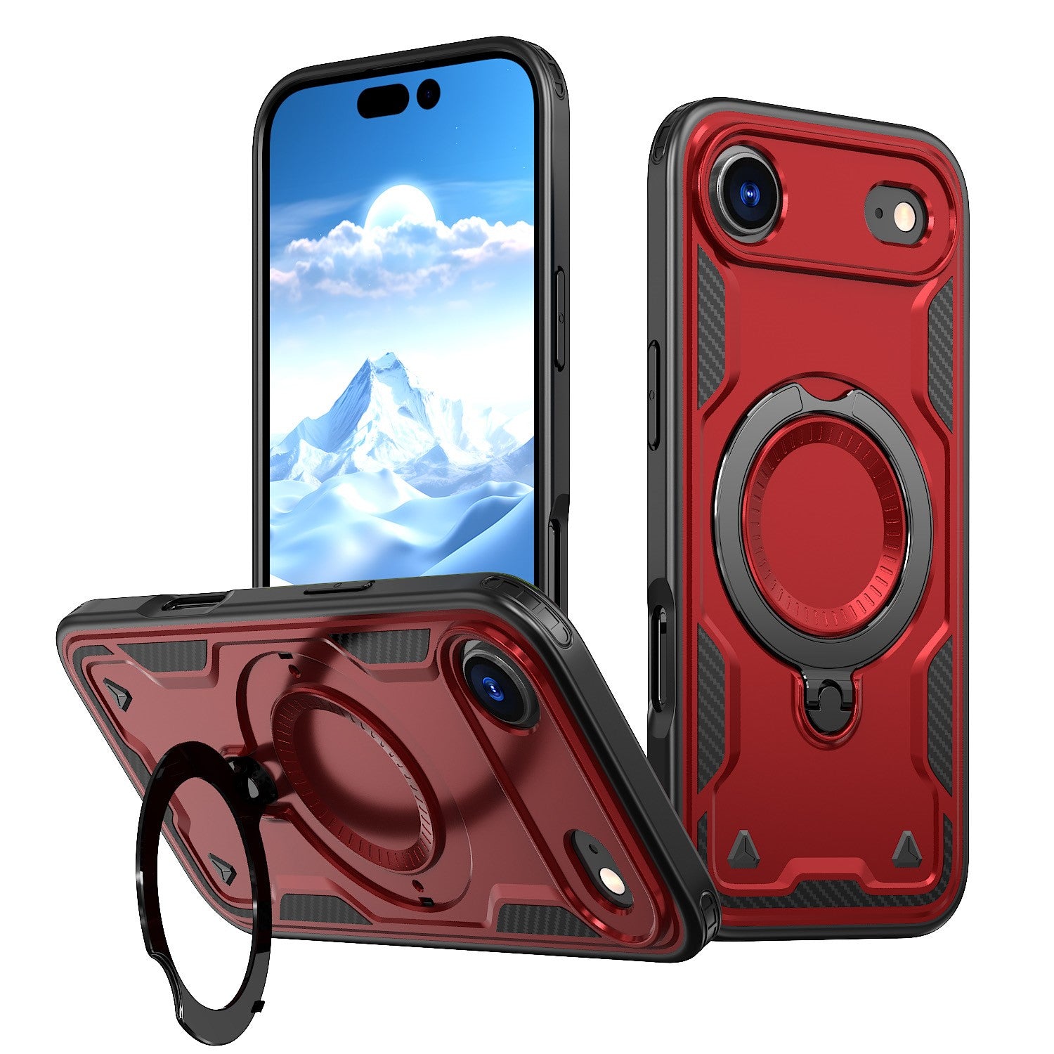 Reiko 360-degree Rotating Magnetic Versatile Stand Red Compatible with iPhone 17 AIR, SKU: PC73-IPH17AIRRD
